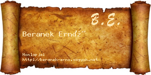 Beranek Ernő névjegykártya